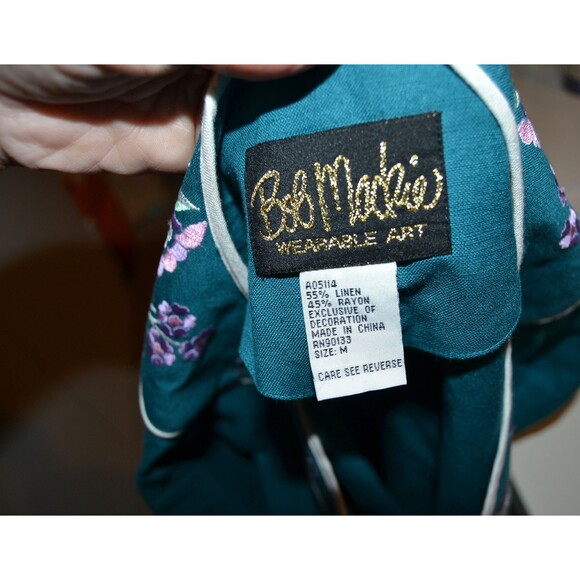 Vintage Bob Mackie Whimsical Art on Teal Pop Art Boho Tunic - Picture 2 of 7